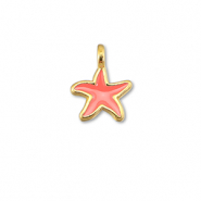 Colgantes met&aacute;licos DQ estrella de mar Rojo coral-Dorado (sin n&iacute;quel)