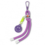 Llavero Smiley con cuerda Púrpura-amarillo neón-blanco