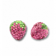 Abalorios acrílicos con strass fresa Rosa-verde claro