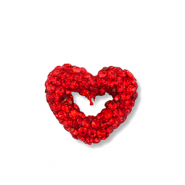 Abalorios acrílicos con strass corazón Rojo-verde claro