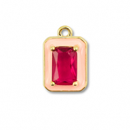 Metal TQ latón colgante rectángulo Dorado-rosa crema-vino tinto frutos rojos