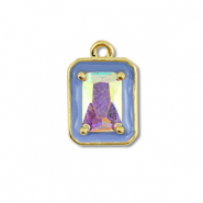 Metal TQ latón colgante rectángulo Dorado-azul-cubierta AB