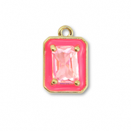 Metal TQ latón colgante rectángulo Dorado-neón rosa-rosa claro