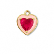 Metal TQ latón colgante corazón Dorado-rosa crema-vino tinto frutos rojos