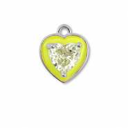 Metal TQ latón colgante corazón Plateado-amarillo neón-amarillo claro