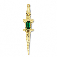 Metal TQ latón colgante cocodrilo Dorado-verde oscuro