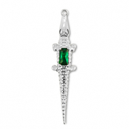 Metal TQ latón colgante cocodrilo Plateado-verde oscuro