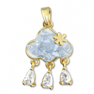 Colgantes de latón Eco-brass® zirconia nube Dorado-gris claro