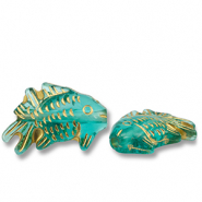 Abalorios acr&iacute;licos pez Verde verdoso-dorado