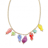 Cadenas Acero Inox con colgante pez Dorado-multicolor