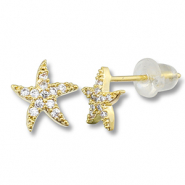 Metal TQ lat&oacute;n pendiente estrella de mar Dorado-transparente