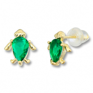 Metal TQ lat&oacute;n pendiente tortuga Dorado-verde