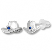 Metal TQ lat&oacute;n pendiente sombrero vaquero Plateado-azul oscuro