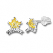 Metal TQ lat&oacute;n pendiente estrella de sheriff Plateado-amarillo