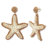 Pendientes rafia trendy estrella de mar Beige-marr&oacute;n claro-dorado