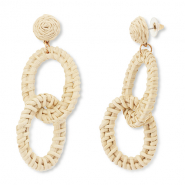 Pendientes rafia trendy &oacute;valo Beige-dorado