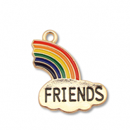 Colgantes met&aacute;licos esmalte arco&iacute;ris " friends" Dorado-multicolor