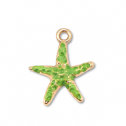Colgantes met&aacute;licos esmalte estrella de mar Dorado-verde