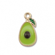 Colgantes met&aacute;licos esmalte aguacate Dorado-verde oliva