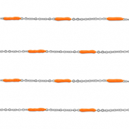 Fornituras Acero Inox cadena jasseron con barra Plateado-naranja