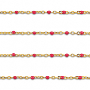 Fornituras Acero Inox cadena jasseron 1mm Dorado-rojo cereza