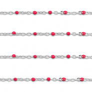 Fornituras Acero Inox cadena jasseron 1mm Plateado-rojo cereza