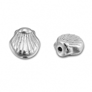 Abalorios Acero Inox concha Plateado