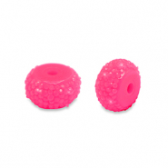 Abalorios de resina rondeles 10mm Rosa neón