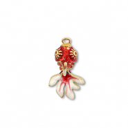 Colgantes de latón Eco-brass® pez Dorado-rojo-blanco
