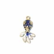 Colgantes de latón Eco-brass® pez Dorado-azul oscuro-blanco