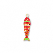 Metal TQ latón colgante pez Dorado-rojo-naranja-verde claro