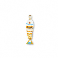 Metal TQ latón colgante pez Dorado-blanco-amarillo-azul claro