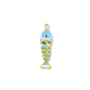 Metal TQ latón colgante pez Dorado-azul claro-amarillo-blanco