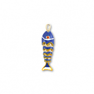 Metal TQ latón colgante pez Dorado-azul-amarillo-blanco