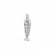 Metal TQ latón colgante pez Plateado-naranja