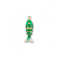 Colgantes de latón Eco-brass® pez Dorado-verde-blanco