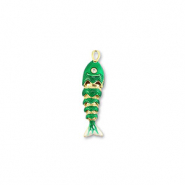 Colgantes de latón Eco-brass® pez Dorado-verde-blanco