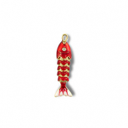 Colgantes de latón Eco-brass® pez Dorado-rojo-blanco