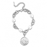 Pulseras Acero Inox rosa Plateado