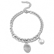 Pulseras Acero Inox bola Plateado