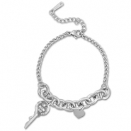 Pulseras Acero Inox llave Plateado
