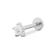 Piercing oreja Acero Inox flor Plateado