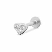 Piercing oreja Acero Inox corazón Plateado