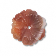 Piedras Naturales abalorios &Aacute;gata flor Multicolor marr&oacute;n-naranja