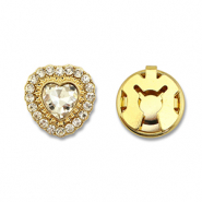 Cubrebotones de lat&oacute;n Eco-brass&reg; zirc&oacute;n coraz&oacute;n Dorado-cristal