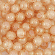 Abalorios de vidrio con glitter 6 mm Naranja coral-dorado