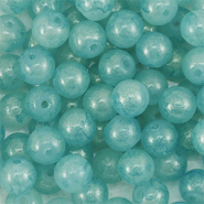 Abalorios de vidrio con glitter 4 mm Azul turqueza-dorado