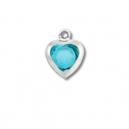 Colgantes Acero Inox corazón Plateado-azul aquamarina
