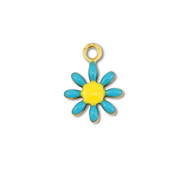 Colgantes Acero Inox flor Dorado-azul-amarillo