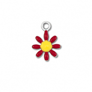 Colgantes Acero Inox flor Plateado-rojo oscuro-amarillo